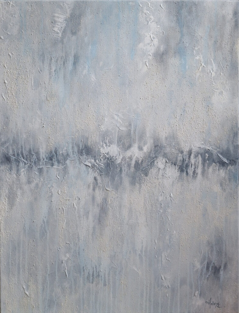 Peinture sur toile de Hélène Carpentier artiste peintre "A travers la brume" Acrylique sur toile et pigments minéraux naturels 50 x 65 cm, 2026