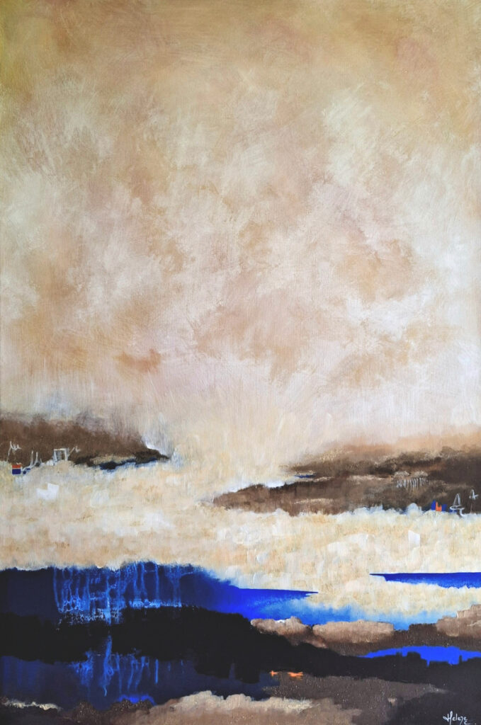 Peinture sur toile de Hélène Carpentier artiste peintre "Loin, très loin" Acrylique sur toile et pigments minéraux naturels 60 x 90 cm, 2026