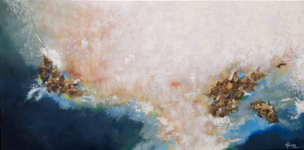 Peinture sur toile de Hélène Carpentier artiste peintre "Rivages" Acrylique sur toile et pigments minéraux naturels 80 x 40 cm, 2026