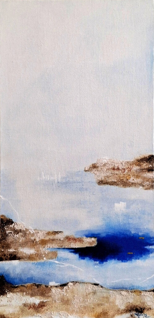 Peinture sur toile de Hélène Carpentier artiste peintre "Un monde de silence" Acrylique sur toile et pigments minéraux naturels 30 x 60 x 3.5 cm, 2026